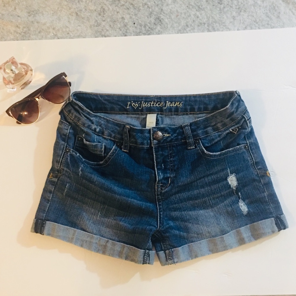 Justice Dark Wash Jean Shorts-14R